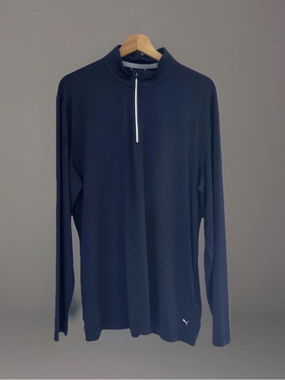 Puma Men’s Navy Long-Sleeve Half-Zip Athletic Top You-V Large